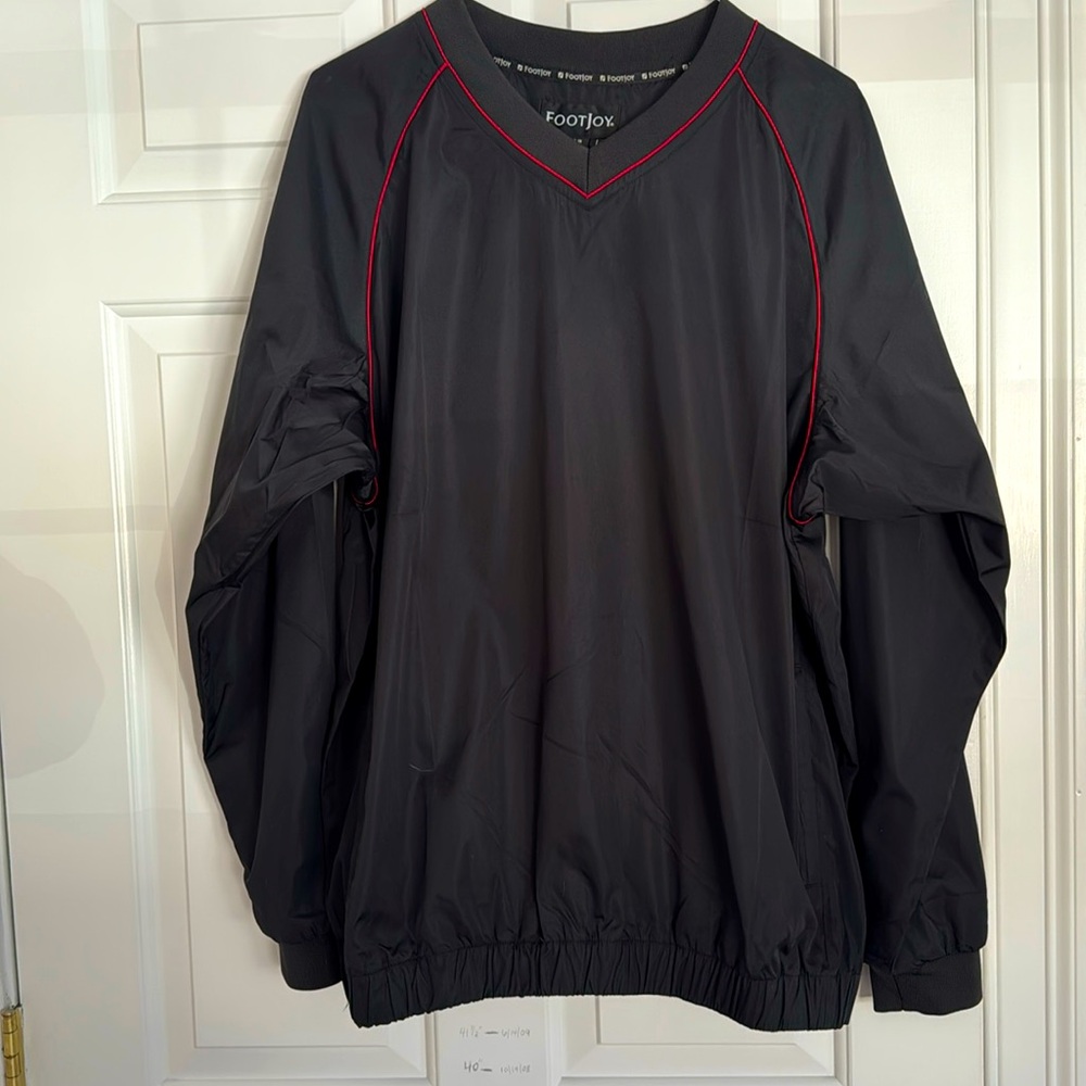 Men’s black long sleeve V-neck, Footjoy performance wind shirt